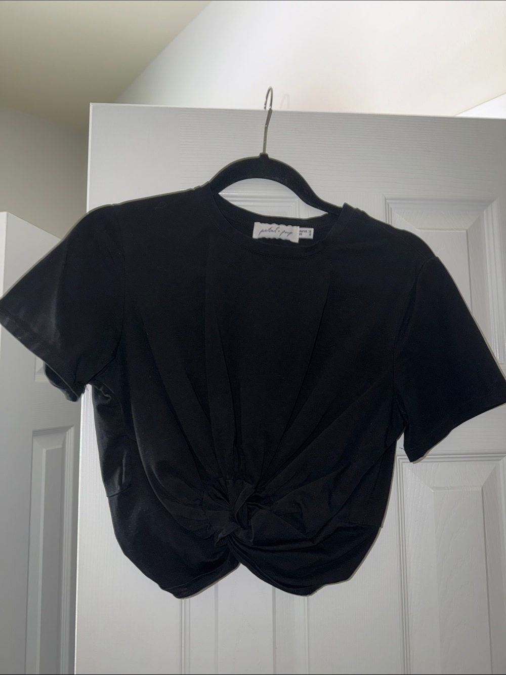 Petal & Pup Black Twist-Front Crop Top